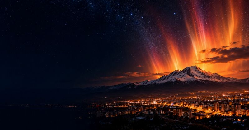 Kayseri silüeti ve Erciyes Dağı